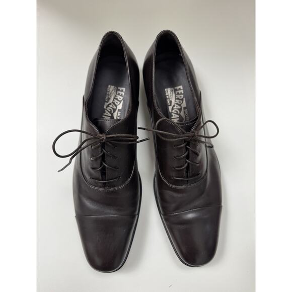 SALVATORE FERRAGAMO Leather Oxford Dress Shoes Size US 8.5 D Dark Brown main image 5